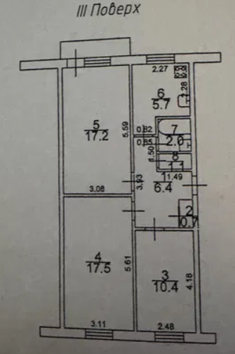 -3 комн 56т Жукова 49 эт 3/5- фото 1