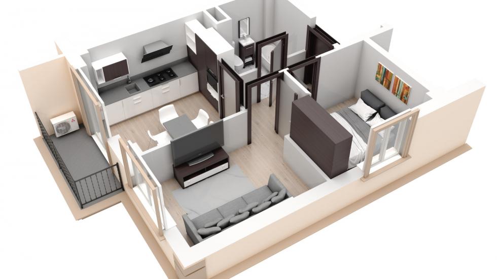 ЖК Comfort Hall типовая планировка двухкомнатной квартиры типа 2