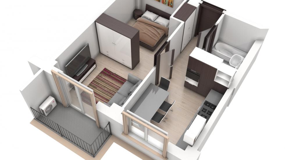 ЖК Comfort Hall типовая планировка однокомнатной квартиры типа 1