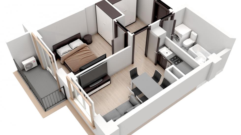 ЖК Comfort Hall типовая планировка однокомнатной квартиры типа 2
