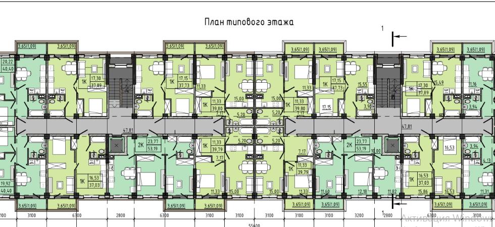 ЖК Comfort Hall типовые планировки 1 и 2 секции