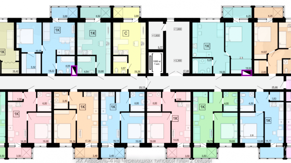 Типовая планировка этажей ЖК Акварель - 4 
