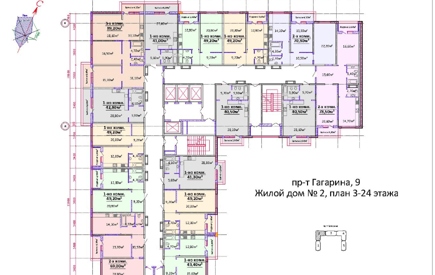 Типовая планировка этажей ЖК Будова на Гагарина 