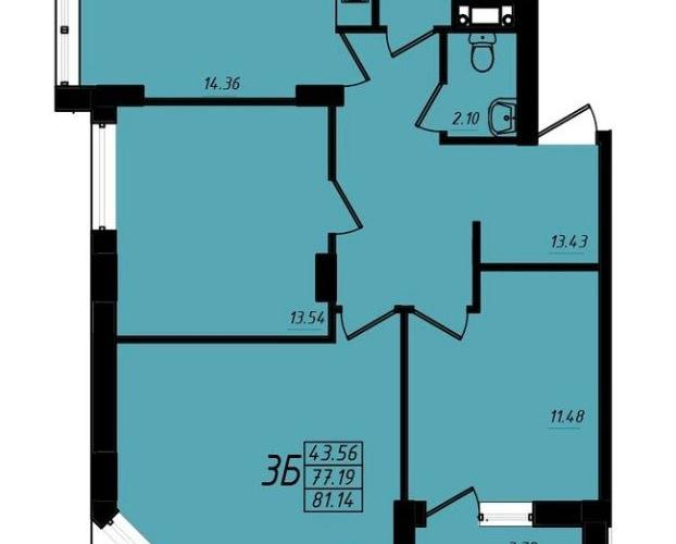 Продам 3-х комнатную квартиру 81m² в ЖК Маршал Сити.От хозяина.  фото 3