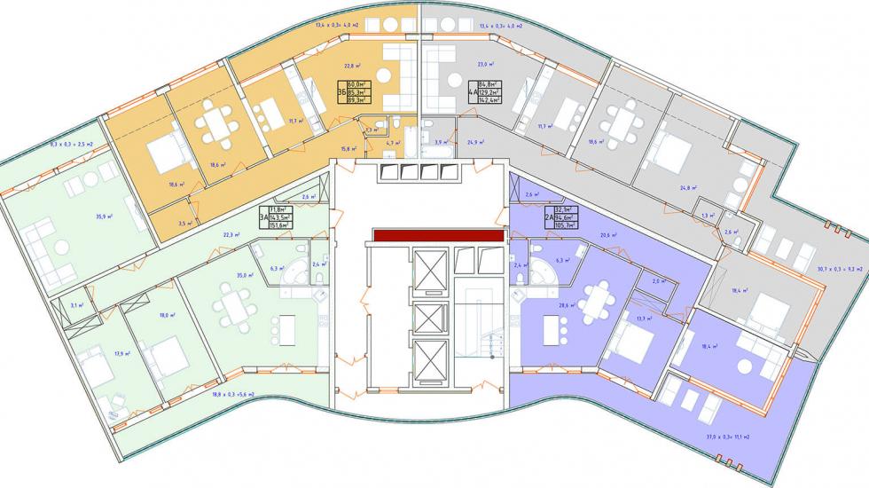 ЖК Аквамарин типовые планировки последних этажей
