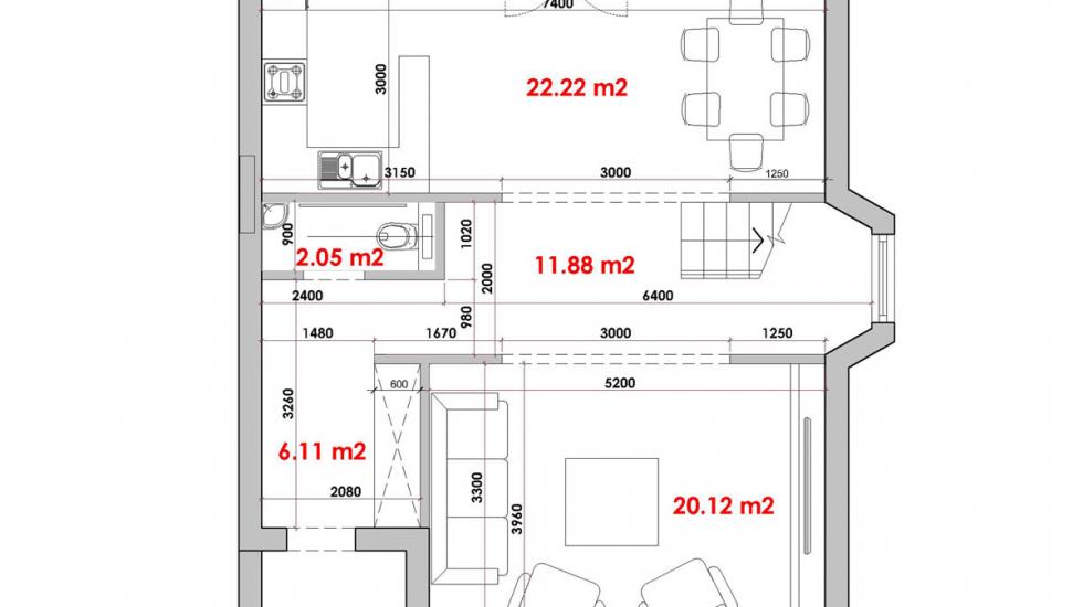 план 1 этажа дуплекса, площадью 195 кв.м. — Ж.М.