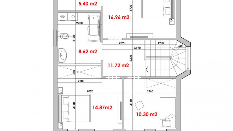 план 2 этажа дуплекса, площадью 222 кв.м. — Ж.М.