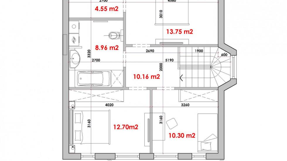 план 2 этажа дуплекса, площадью 195 кв.м. — Ж.М.